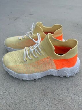 Women’s Neon Yellow & Orange Chunky Sock Sneakers | EU 39 (US 8)